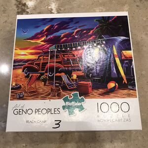 Buffalo Games "Beach Camp" 1000 Piece Puzzle by Geno Peoples‎ w/Poster, Complete